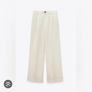 Zara high-waist, full length, cream trouser pant (M)